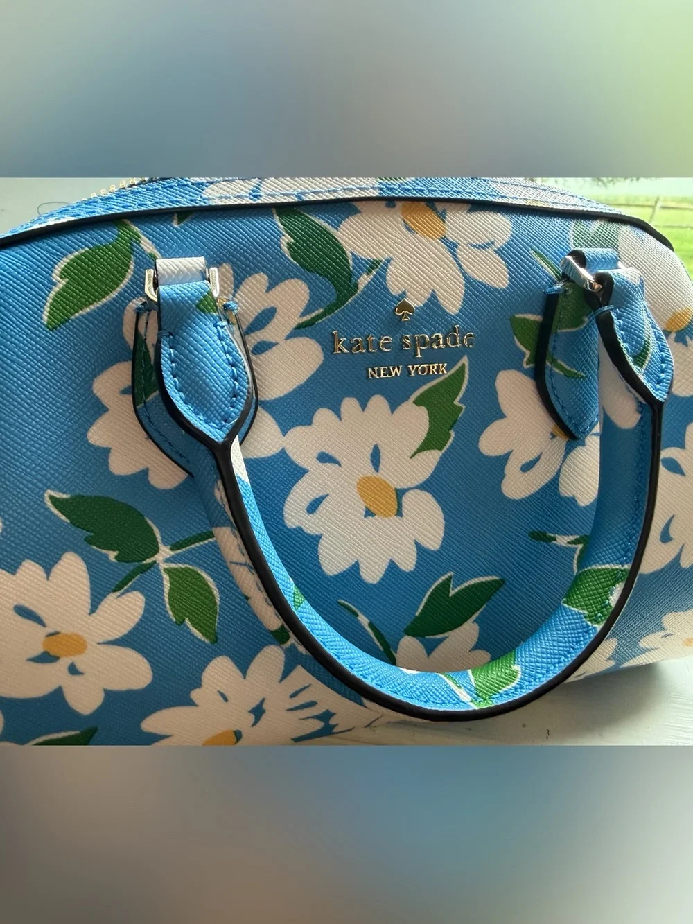 NWOT kate spade New York Blue & White Floral Dome Satchel Purse Handbag